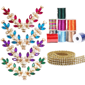 Kit Cabedal Perola, Fio de Seda e Manta de Strass